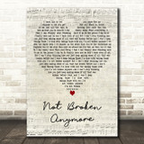 Blue October Not Broken Anymore Script Heart Decorative Wall Art Gift Song Lyric Print