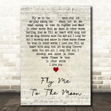 Julie London Fly Me to the Moon Script Heart Decorative Wall Art Gift Song Lyric Print