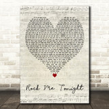 Freddie Jackson Rock Me Tonight Script Heart Decorative Wall Art Gift Song Lyric Print