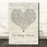Whitney Houston I'm Every Woman Script Heart Decorative Wall Art Gift Song Lyric Print