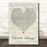 Peter CottonTale Forever Always Script Heart Decorative Wall Art Gift Song Lyric Print