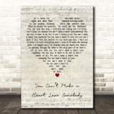 George Strait You Cant Make a Heart Love Somebody Script Heart Gift Song Lyric Print