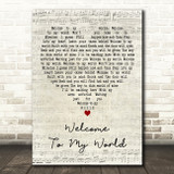 Jim Reeves Welcome To My World Script Heart Decorative Wall Art Gift Song Lyric Print