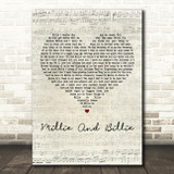 Alice Cooper Millie And Billie Script Heart Decorative Wall Art Gift Song Lyric Print