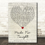 Richie Kotzen Made For Tonight Script Heart Decorative Wall Art Gift Song Lyric Print