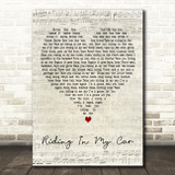 Woody Guthrie Riding In My Car Script Heart Decorative Wall Art Gift Song Lyric Print