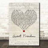 Michael McDonald Sweet Freedom Script Heart Decorative Wall Art Gift Song Lyric Print