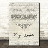 Paul McCartney & Wings My Love Script Heart Decorative Wall Art Gift Song Lyric Print
