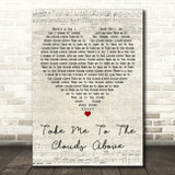 LMC vs. U2 Take Me to the Clouds Above Script Heart Decorative Gift Song Lyric Print