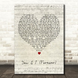 Jessie Ware You & I (Forever) Script Heart Decorative Wall Art Gift Song Lyric Print