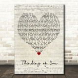 Maurine Walsh Thinking of You Script Heart Decorative Wall Art Gift Song Lyric Print