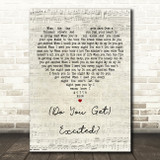 Roxette (Do You Get) Excited Script Heart Decorative Wall Art Gift Song Lyric Print