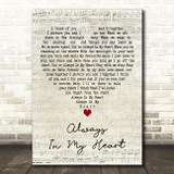 Bob Seger Always In My Heart Script Heart Decorative Wall Art Gift Song Lyric Print