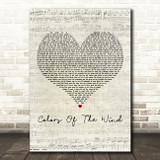 Judy Kuhn Colors Of The Wind Script Heart Decorative Wall Art Gift Song Lyric Print