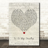 Big Country In A Big Country Script Heart Decorative Wall Art Gift Song Lyric Print