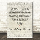 Dean Martin You Belong To Me Script Heart Decorative Wall Art Gift Song Lyric Print