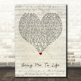 Evanescence Bring Me To Life Script Heart Decorative Wall Art Gift Song Lyric Print