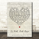 Robert Burns A Red, Red Rose Script Heart Decorative Wall Art Gift Song Lyric Print