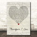 Billie Eilish Therefore I Am Script Heart Decorative Wall Art Gift Song Lyric Print