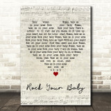 George McCrae Rock Your Baby Script Heart Decorative Wall Art Gift Song Lyric Print