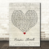 New Model Army Poison Street Script Heart Decorative Wall Art Gift Song Lyric Print