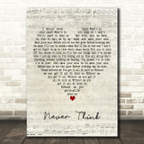 Robert Pattinson Never Think Script Heart Decorative Wall Art Gift Song Lyric Print