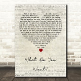 Adam Faith What Do You Want Script Heart Decorative Wall Art Gift Song Lyric Print