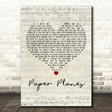 Alexander Jean Paper Planes Script Heart Decorative Wall Art Gift Song Lyric Print