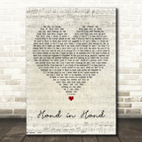 Dire Straights Hand in Hand Script Heart Decorative Wall Art Gift Song Lyric Print