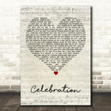 Kool & The Gang Celebration Script Heart Decorative Wall Art Gift Song Lyric Print