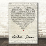 Michael Jackson Billie Jean Script Heart Decorative Wall Art Gift Song Lyric Print