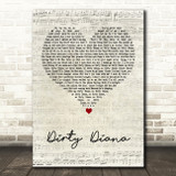 Michael Jackson Dirty Diana Script Heart Decorative Wall Art Gift Song Lyric Print