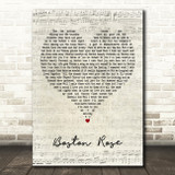 The Wolfe Tones Boston Rose Script Heart Decorative Wall Art Gift Song Lyric Print