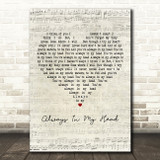Coldplay Always In My Head Script Heart Decorative Wall Art Gift Song Lyric Print