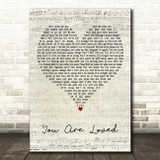 Matthew Mole You Are Loved Script Heart Decorative Wall Art Gift Song Lyric Print