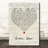 Shakin' Stevens Green Door Script Heart Decorative Wall Art Gift Song Lyric Print