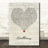 Twenty One Pilots Heathens Script Heart Decorative Wall Art Gift Song Lyric Print
