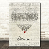 Bring Me The Horizon Drown Script Heart Decorative Wall Art Gift Song Lyric Print