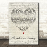 Coldplay Strawberry Swing Script Heart Decorative Wall Art Gift Song Lyric Print