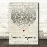 Baby Bird You're Gorgeous Script Heart Decorative Wall Art Gift Song Lyric Print