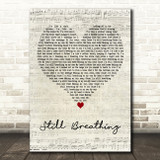 Green Day Still Breathing Script Heart Decorative Wall Art Gift Song Lyric Print