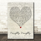 John Parr Naughty Naughty Script Heart Decorative Wall Art Gift Song Lyric Print