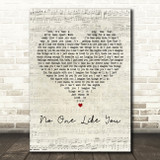 Scorpions No One Like You Script Heart Decorative Wall Art Gift Song Lyric Print