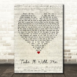 Tom Waits Take It With Me Script Heart Decorative Wall Art Gift Song Lyric Print