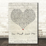 Madonna You Must Love Me Script Heart Decorative Wall Art Gift Song Lyric Print