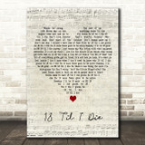 Bryan Adams 18 Til I Die Script Heart Decorative Wall Art Gift Song Lyric Print