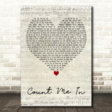 Dove Cameron Count Me In Script Heart Decorative Wall Art Gift Song Lyric Print