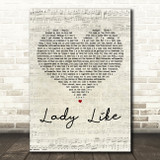Ingrid Andress Lady Like Script Heart Decorative Wall Art Gift Song Lyric Print
