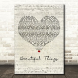 Andain Beautiful Things Script Heart Decorative Wall Art Gift Song Lyric Print