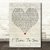 Melanie C I Turn to You Script Heart Decorative Wall Art Gift Song Lyric Print